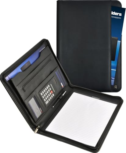 DESQ® 3685 A4-Schreibmappe mit Taschenrecher | Umlaufender Reißverschluss | Dutch Design von Desq