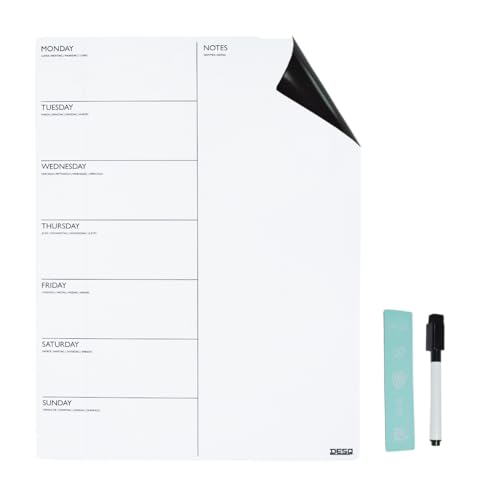 DESQ magnetisches Whiteboard und Wochenplaner - 40x30 cm, Kühlschrank-Kalender, Magnetische Rückseite, New Generation Design, minimalistischer Aufdruck, Inkl. 5 Magnetsymbole + Whiteboardmarker DESQ magnetisches Whiteboard und Wochenplaner - 40x30 cm, Kühlschrank-Kalender, Magnetische Rückseite, New Generation Design, minimalistischer Aufdruck, Inkl. 5 Magnetsymbole + Whiteboardmarker von Desq