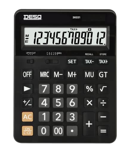 Desq Tischrechner | 12-stelliges Display | XLarge |MwSt, Schwarz, 30321 von Desq