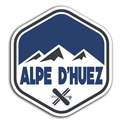 2 x 10 cm Alpe D'Huez Ski-Vinyl-Aufkleber – Reise-Aufkleber für Laptop, Gepäck #23919 10cm Tall von Destination Vinyl Ltd