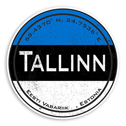 2 x 10 cm Tallinn Estland Vinyl-Aufkleber – Flagge Reiseaufkleber Gepäck #20508, 10cm Wide von Destination Vinyl Ltd