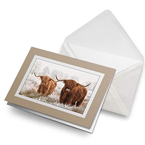 Awesome Grußkarten, beige, (Einlage) – Winter Highland Kuh Schottland Blanko Grußkarte Geburtstag Kinderparty Jungen Mädchen #14591 von Destination Vinyl Ltd
