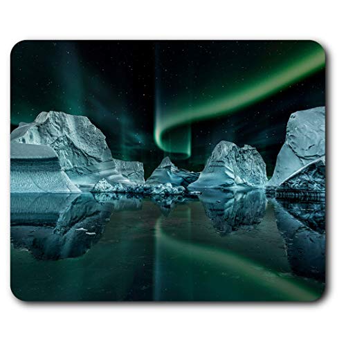 Mauspad RM24506 Aurora Borealis Iceberg Night Scene 23,5 x 19,6 cm (9,3 x 7,7 Zoll) für Computer & Laptop, Büro, Geschenk, rutschfeste Unterlage von Destination Vinyl Ltd