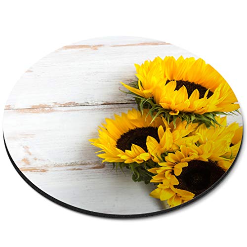 RM14826 Mauspad, rund, Sonnenblumen-Motiv, Gelb von Destination Vinyl Ltd
