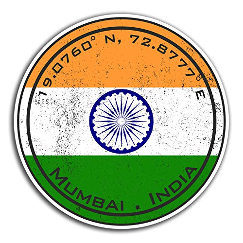 Vinyl-Aufkleber mit Flagge von Mumbai und Indien, 10 cm, für Reisen, Laptop, Gepäck, 23365 10cm Wide von Destination Vinyl Ltd