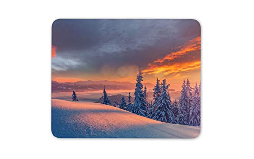 Winter-Sonnenuntergang Mauspad Pad - Sonnenaufgang Schnee Wald Kiefer Computer-Geschenk # 12335 von Destination Vinyl Ltd