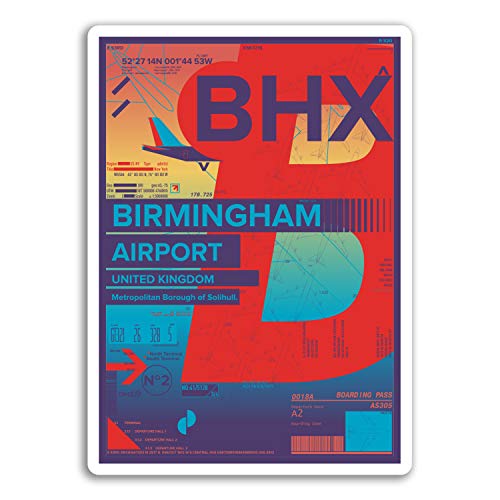 2 x 10 cm Birmingham Flughafen Vinyl Aufkleber – BHX Aufkleber Laptop Gepäck #17178 (10 cm hoch) von DestinationVinyl