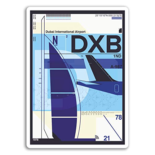 2 x 10 cm Dubai Airport Vinyl Aufkleber - UAE DXB Aufkleber Laptop Gepäck # 17157 (10 cm groß) von DestinationVinyl