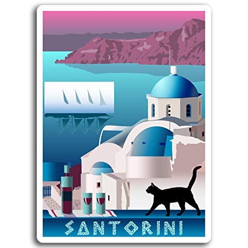 2 x 10 cm Santorini Griechenland Vinyl-Aufkleber - Ägäis Aufkleber Laptop Gepäck # 17034 (10 cm groß) von DestinationVinyl