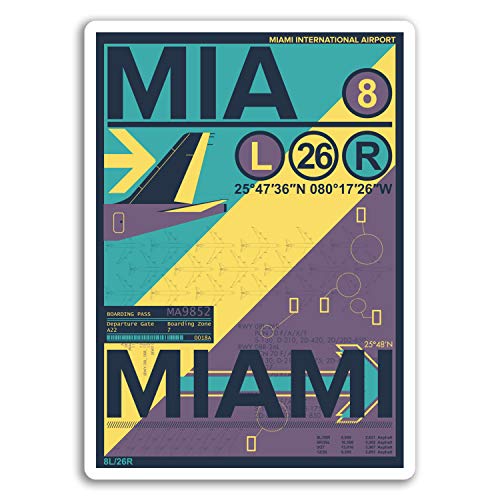 2 x 10cm Miami Airport Vinyl Aufkleber - Florida Aufkleber Laptop Gepäck # 17149 (10 cm groß) von DestinationVinyl
