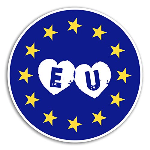 2 x 10cm Nette EU-Flagge Vinyl Aufkleber - Europa Love Heart Brexit Aufkleber # 18129 (10 cm breit) von DestinationVinyl
