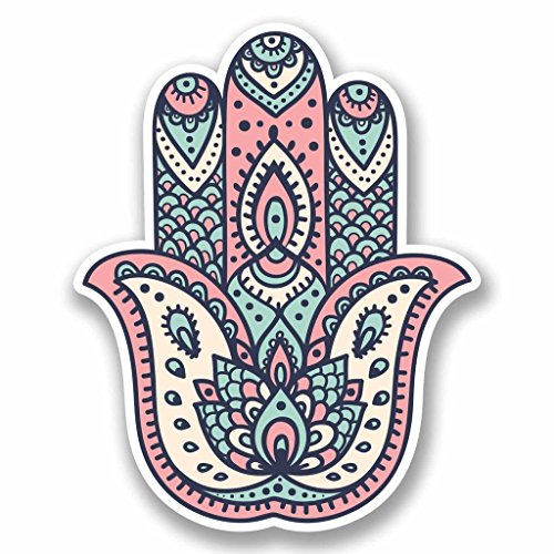 2 x Hamsa Hand Vinyl Aufkleber Aufkleber Laptop Auto Reise Gepäck Label Tag # 9664 - 10cm/100mm Wide von DestinationVinyl