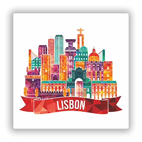 2 x Lissabon Skyline vinyl Aufkleber Reise Gepäck # 10057 - 10cm/100mm Wide von DestinationVinyl
