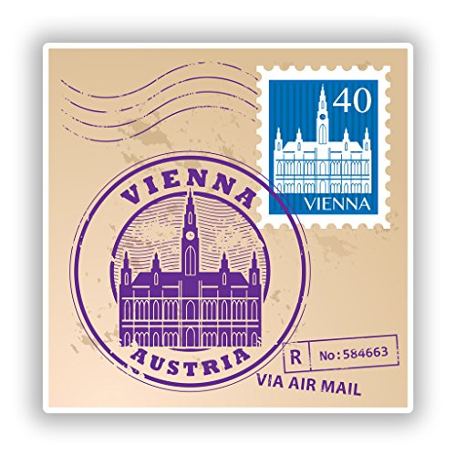 2 x Wien Österreich gemischt Briefmarken Vinyl Aufkleber Reise Gepäck # 10080 - 10cm/100mm Wide von DestinationVinyl