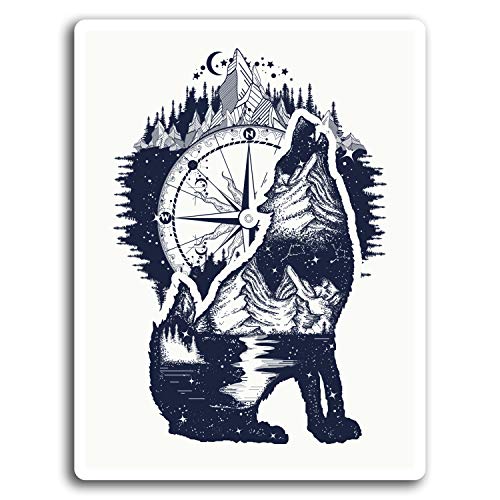 DestinationVinyl 2 x 10 cm Berg Wolf Vinyl-Aufkleber - Aufkleber Laptop Gepäck Geschenk # 19390 (10 cm groß) von DestinationVinyl