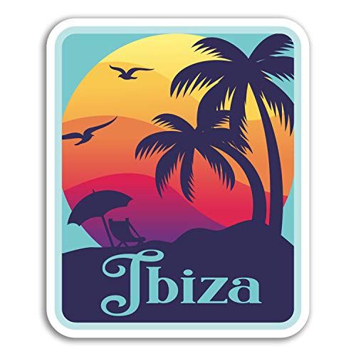DestinationVinyl 2 x 10cm Ibiza Vinyl-Aufkleber - Sonnenuntergang Coole Reise-Aufkleber Laptop Gepäck # 18187 (10 cm groß) von DestinationVinyl