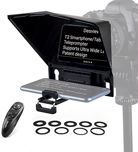 Desview T2 Teleprompter für iPad Tablet Smartphone bis zu 8 Zoll, 70/30 Beam Splitter Glas,Teleprompter mit Fernbedienung für DSLR Kamera Telefon Videoaufnahme von Desview