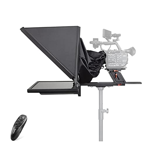 Desview T22 Teleprompter HD 22 Zoll für DV SLR Spiegellose Filmkameras Studio Broadcasting Live Streaming Campus Radio Musikaufnahme Professional Teleprompter. (mit Stativ und Rädern) von Desview