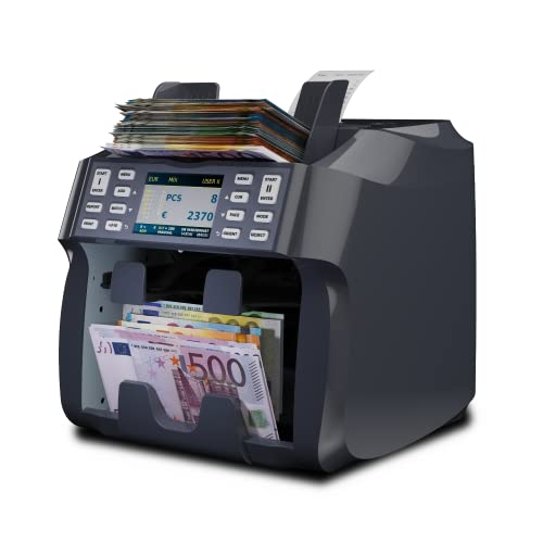 Detectalia V800 Banknotenzähler und Sortiergerät EUR, GBP, USD, CHF, MAD, Integrierter Thermodrucker, Entlader, Orient, erkennt Seriennummern - geldzählmaschine scheine mit geldscheinprüfer von Detectalia