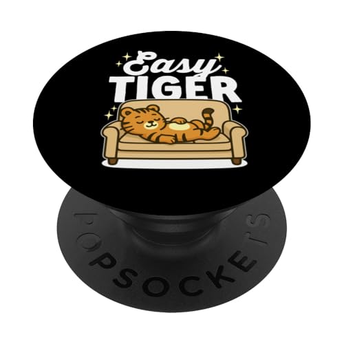 Easy Tiger Kawaii-Katze schläft auf einer Couch lustig müde Nickerchen PopSockets Klebender PopGrip Easy Tiger Kawaii-Katze schläft auf einer Couch lustig müde Nickerchen PopSockets Klebender PopGrip von Detour Shirts