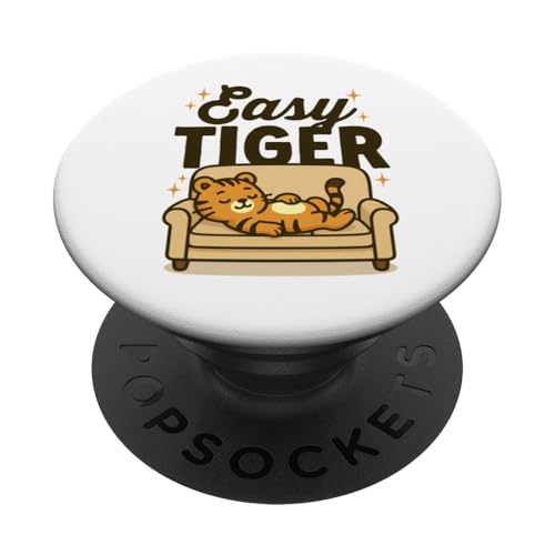 Easy Tiger Kawaii-Katze schläft auf einer Couch lustig müde Nickerchen PopSockets Klebender PopGrip Easy Tiger Kawaii-Katze schläft auf einer Couch lustig müde Nickerchen PopSockets Klebender PopGrip von Detour Shirts