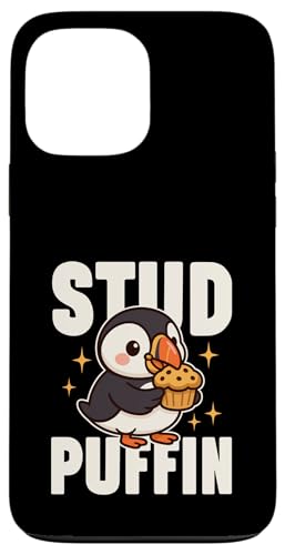 Stud Papageientaucher isst einen Muffin Niedlicher Kawaii-Vogel Lustiges Essen-Wortspiel Hülle für iPhone 13 Pro Max von Detour Shirts