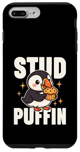 Stud Papageientaucher isst einen Muffin Niedlicher Kawaii-Vogel Lustiges Essen-Wortspiel Hülle für iPhone 7 Plus/8 Plus von Detour Shirts