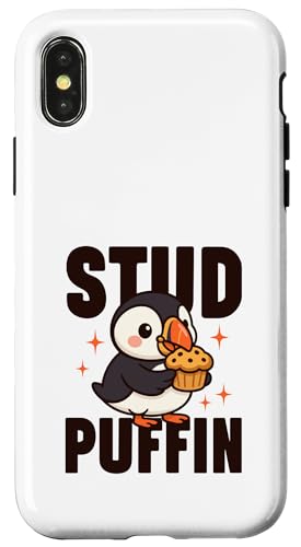 Stud Papageientaucher isst einen Muffin Niedlicher Kawaii-Vogel Lustiges Essen-Wortspiel Hülle für iPhone X/XS Stud Papageientaucher isst einen Muffin Niedlicher Kawaii-Vogel Lustiges Essen-Wortspiel Hülle für iPhone X/XS von Detour Shirts