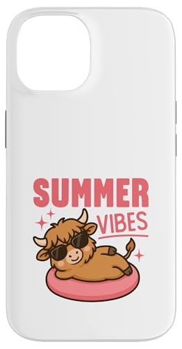 Süße Sommer-Vibes Kawaii-Hochlandkuh auf einer Röhre Poolzeit Hülle für iPhone 14 Süße Sommer-Vibes Kawaii-Hochlandkuh auf einer Röhre Poolzeit Hülle für iPhone 14 von Detour Shirts