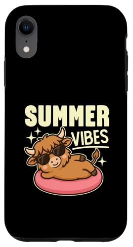Süße Sommer-Vibes Kawaii-Hochlandkuh auf einer Röhre Poolzeit Hülle für iPhone XR von Detour Shirts