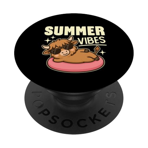 Süße Sommer-Vibes Kawaii-Hochlandkuh auf einer Röhre Poolzeit PopSockets Klebender PopGrip Süße Sommer-Vibes Kawaii-Hochlandkuh auf einer Röhre Poolzeit PopSockets Klebender PopGrip von Detour Shirts