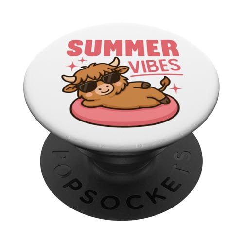 Süße Sommer-Vibes Kawaii-Hochlandkuh auf einer Röhre Poolzeit PopSockets Klebender PopGrip Süße Sommer-Vibes Kawaii-Hochlandkuh auf einer Röhre Poolzeit PopSockets Klebender PopGrip von Detour Shirts