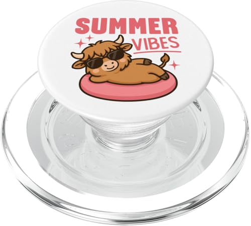 Süße Sommer-Vibes Kawaii-Hochlandkuh auf einer Röhre Poolzeit PopSockets PopGrip für MagSafe Süße Sommer-Vibes Kawaii-Hochlandkuh auf einer Röhre Poolzeit PopSockets PopGrip für MagSafe von Detour Shirts