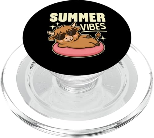 Süße Sommer-Vibes Kawaii-Hochlandkuh auf einer Röhre Poolzeit PopSockets PopGrip für MagSafe Süße Sommer-Vibes Kawaii-Hochlandkuh auf einer Röhre Poolzeit PopSockets PopGrip für MagSafe von Detour Shirts
