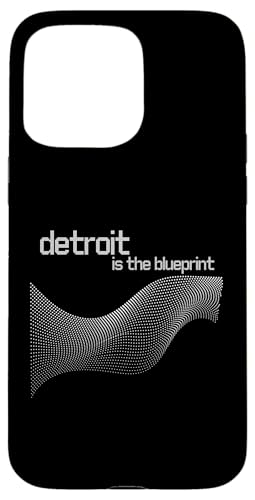 Detroit ist die Zukunft: Blueprint Digitale Liniengrafik Hülle für iPhone 15 Pro Max von Detroit Original Apparel
