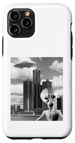 Detroiter UFO-Alien-Begegnung Science-Fiction-Skyline von Michigan Hülle für iPhone 11 Pro von Detroit Original Apparel