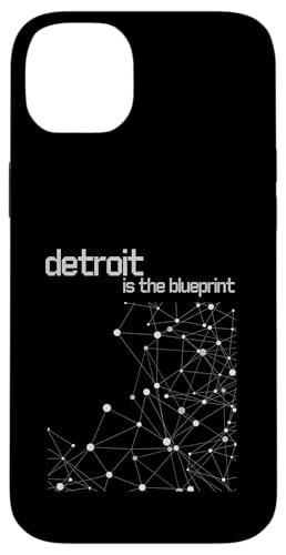 Grafik mit verknüpftem Blueprint-Muster des Detroit Culture Code Hülle für iPhone 14 Plus von Detroit Original Apparel