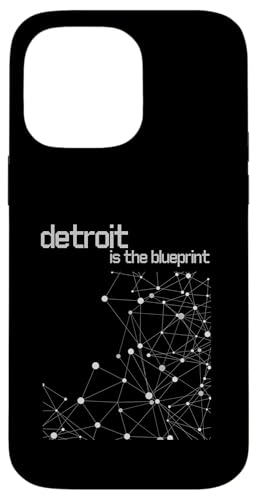 Grafik mit verknüpftem Blueprint-Muster des Detroit Culture Code Hülle für iPhone 14 Pro Max von Detroit Original Apparel