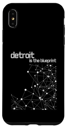 Grafik mit verknüpftem Blueprint-Muster des Detroit Culture Code Hülle für iPhone XS Max von Detroit Original Apparel