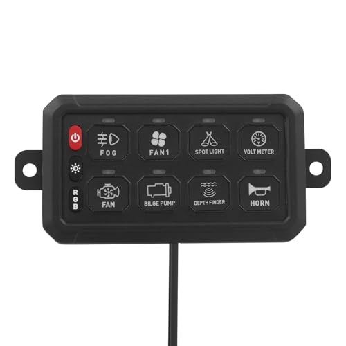 8 Gang Schwarz Schalttafel mit App-Steuerung, 8 Gang Schalttafel mit Einstellbarer Helligkeit und Lichtfarben, für Wohnmobil- und Yachtnutzer von Dettchan