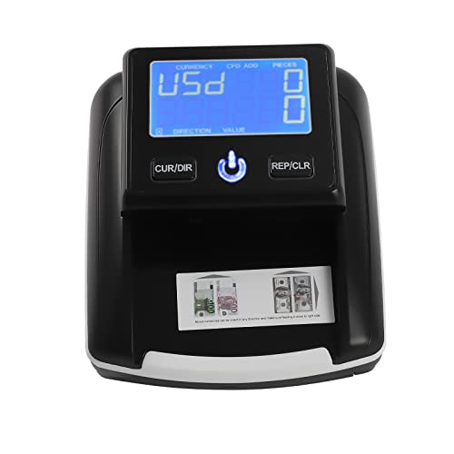 Schwarz Banknotenprüfer Geldzählmaschine, Banknotenprüfer Falschgelderkennung mit UV/MG/IR, für falsche Euro-, Dollarscheine Mobiler Scanner 13.5 * 14.5 * 7.5cm von Dettchan