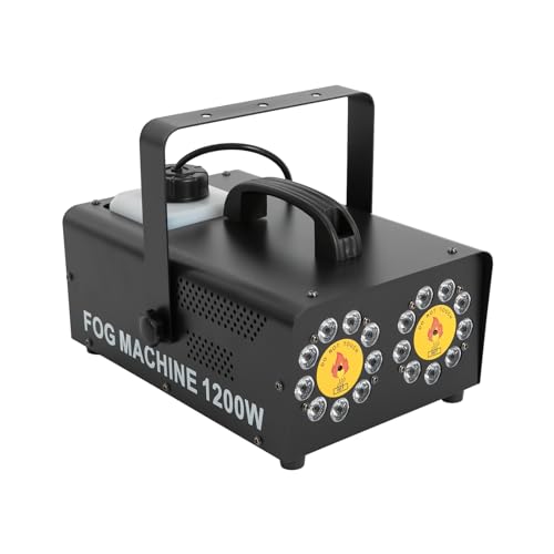 Schwarz Nebelmaschine, Dual Nozzle Smoke Machines Konstante Temperatur Nebelmaschine mit Fernsteuerung, für Theater Bühne Party DJ Show Bar 31.5 * 20.3 * 13cm von Dettchan