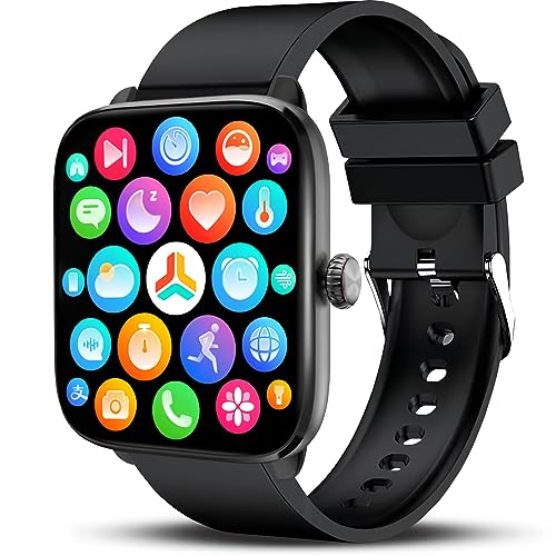 Deunis ST20 Smartwatch 1,96 Zoll HD für Damen Herren mit Telefonfunktion und Benachrichtigungen, kompatibel mit Android iOS,Fitness Tracker, Schlafmonitor, Schrittzähler (Schwarz) von Deunis