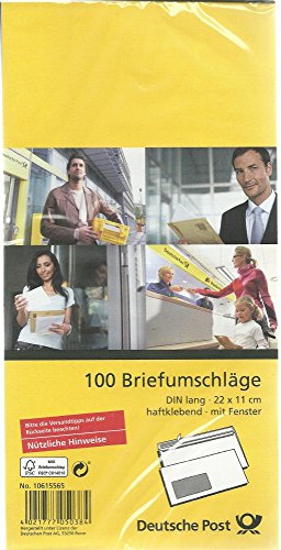 Deutsche Post 100 Umschläge DIN lang weiß haftklebend mit Fenster von Deutsche Post