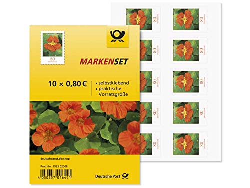 Markenset Kapuzinerkresse, Briefmarke zu 0,80, 10er-Set, selbstklebend von Deutsche Post