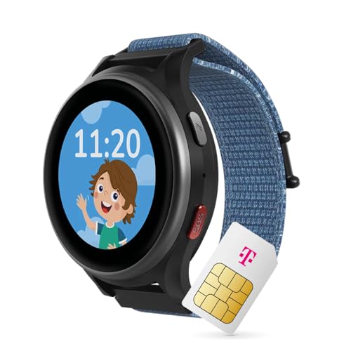 ANIO 6 Smartwatch für Kinder, GPS und Telefonfunktion, Dt. Hersteller, Datenschutz und -Telefonsupport, Lange AKKU-Laufzeit, SOS, Telekom SIM-Karte 30€ Amazon-Gutschein nach Registrierung (blau) von Deutsche Telekom