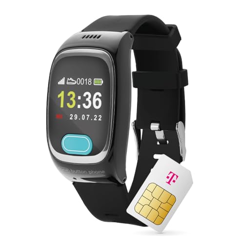 Deutsche Telekom x one Button Phone – 4G LTE Notrufuhr mit Ortung und Telefonfunktion, Notruf Armband für Senioren, SOS Notrufknopf, GPS Notfall Uhr - 30€ Amazon Gutschein nach SIM Aktivierung von Deutsche Telekom