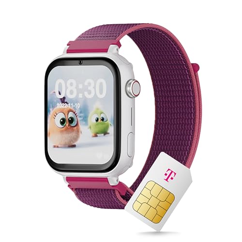 SaveFamily SaveWatch+ Kinder Smartwatch mit Telekom SIM-Karte + 30€ Amazon-Gutschein nach Registrierung - Kinderuhr mit GPS und Anruf Funktion, Nachrichten, Schulmodus, SOS (Himbeere | Weiß) von Deutsche Telekom