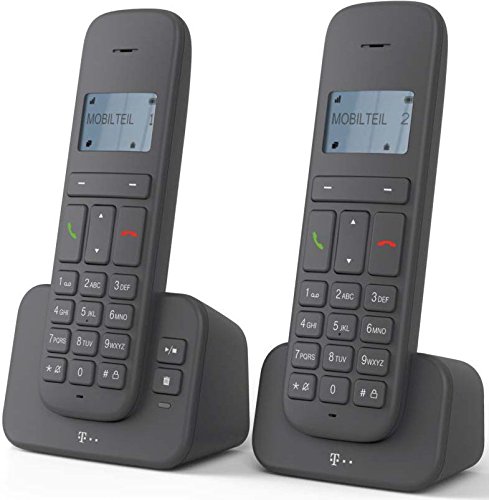 Sinus 40318193 "CA 37" Duo Schnurlostelefon (Dot-Matrix-Display, Anrufbeantworter) anthrazit von Deutsche Telekom