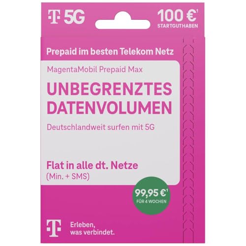 Telekom Magenta Mobil Max Prepaid-Karte ohne Vertragsbindung von Deutsche Telekom